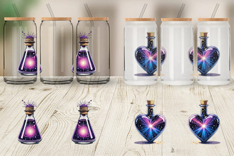 Glass Can Cosmic Potion Bottles Sublimation artnoy 