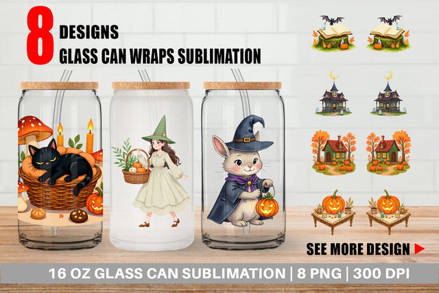 Glass Can Cottagecore Halloween Sublimation artnoy 