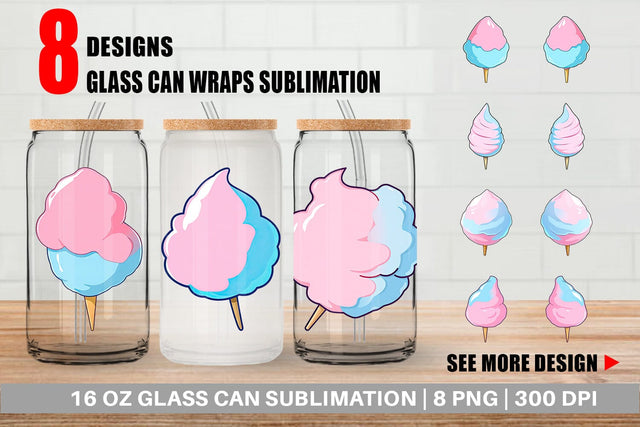 Glass Can Cotton Candy Scoop Sublimation artnoy 