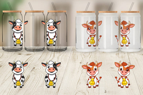 Glass Can Cow with Bell Sublimation artnoy 