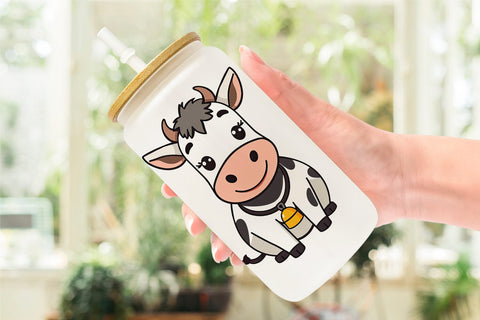 Glass Can Cow with Bell Sublimation artnoy 