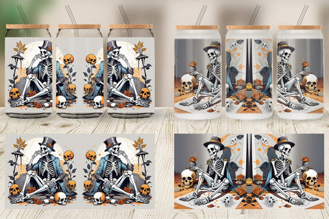 Glass Can Cowboy Skeleton Sublimation artnoy 