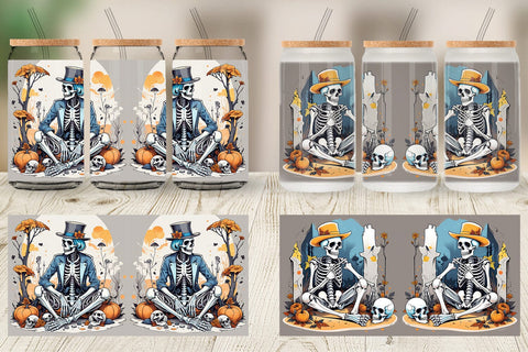 Glass Can Cowboy Skeleton Sublimation artnoy 