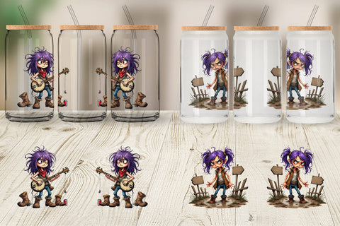 Glass Can Cowgirl Chaos Sublimation artnoy 