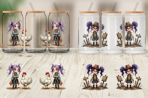 Glass Can Cowgirl Chaos Sublimation artnoy 