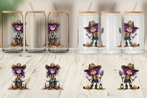Glass Can Cowgirl Chaos Sublimation artnoy 