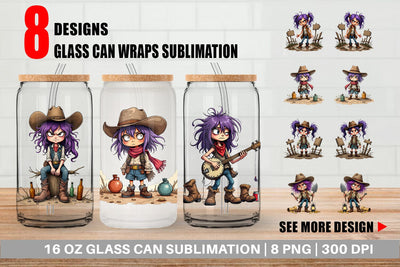 Glass Can Cowgirl Chaos Sublimation artnoy 