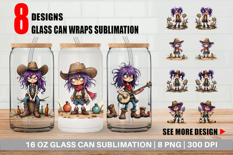Glass Can Cowgirl Chaos Sublimation artnoy 