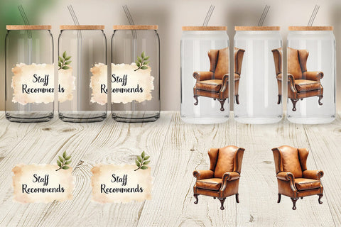 Glass Can Cozy Autumn Bookstore Sublimation artnoy 