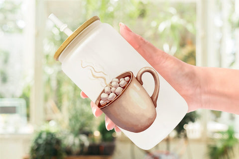 Glass Can Cozy Autumn Cottage Sublimation artnoy 