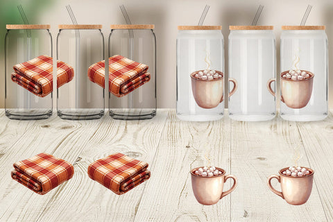 Glass Can Cozy Autumn Cottage Sublimation artnoy 