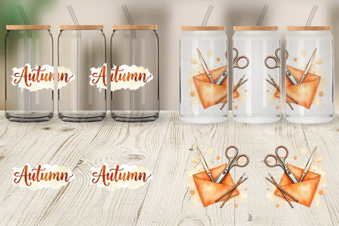 Glass Can Cozy Autumn Crafting Sublimation artnoy 