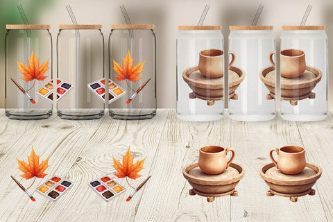 Glass Can Cozy Autumn Crafting Sublimation artnoy 