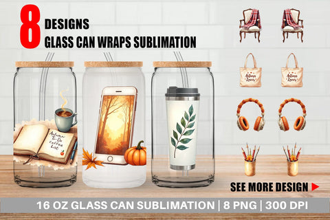 Glass Can Cozy Autumn Home Office Sublimation artnoy 