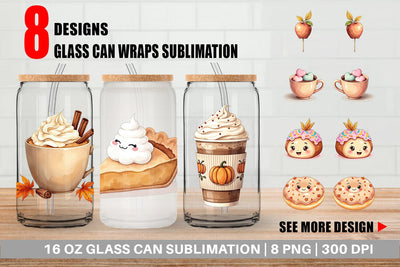 Glass Can Cozy Autumn Treats Sublimation artnoy 