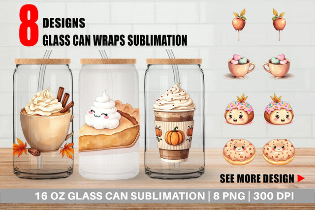 Glass Can Cozy Autumn Treats Sublimation artnoy 