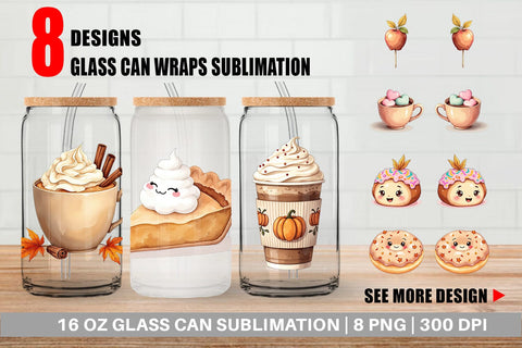 Glass Can Cozy Autumn Treats Sublimation artnoy 