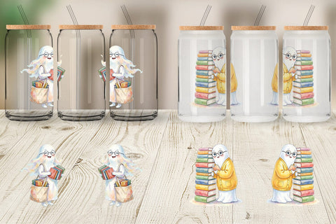 Glass Can Cozy Bookworm Mom Ghost Sublimation artnoy 