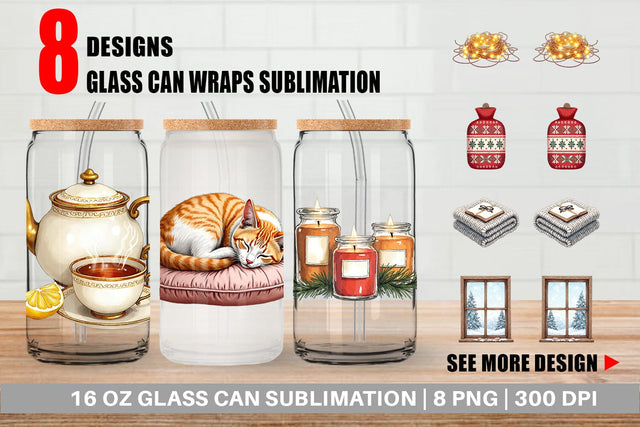 Glass Can Cozy Christmas Sublimation artnoy 