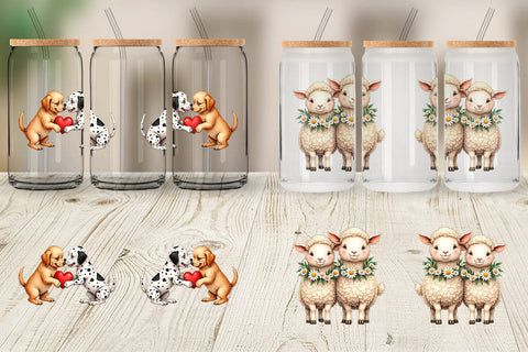 Glass Can Cozy Critters & Cuddles Watercolor Sublimation artnoy 