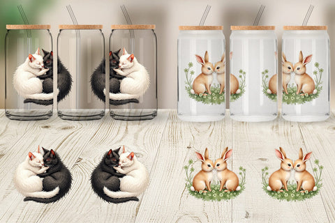 Glass Can Cozy Critters & Cuddles Watercolor Sublimation artnoy 