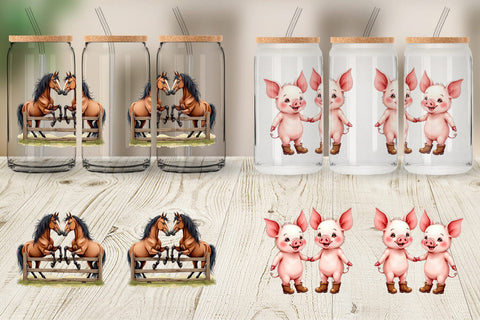 Glass Can Cozy Critters & Cuddles Watercolor Sublimation artnoy 