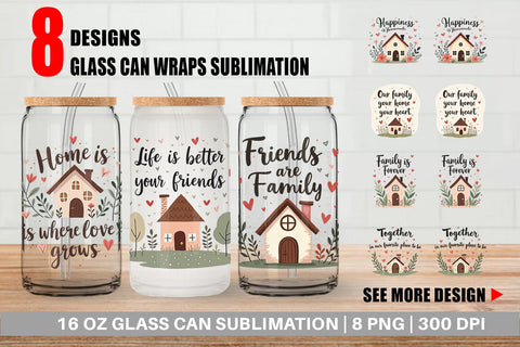Glass Can Cozy Family and Friends Quotes Sublimation artnoy 