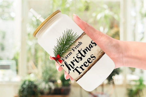 Glass Can Cozy Farmhouse Christmas Decor Watercolor Sublimation artnoy 