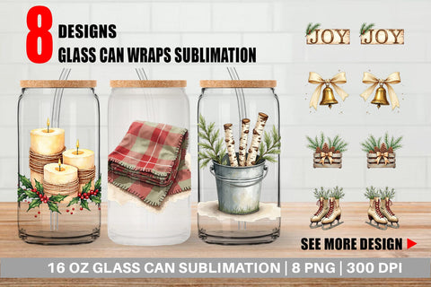 Glass Can Cozy Farmhouse Christmas Sublimation artnoy 
