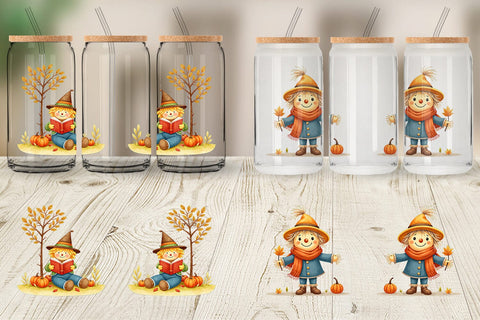 Glass Can Cozy Little Scarecrows Sublimation artnoy 