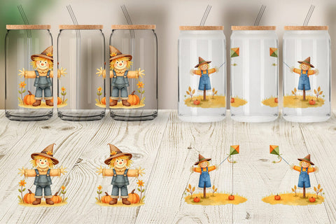 Glass Can Cozy Little Scarecrows Sublimation artnoy 