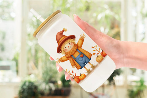 Glass Can Cozy Little Scarecrows Sublimation artnoy 