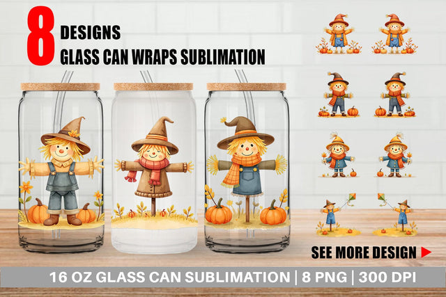Glass Can Cozy Little Scarecrows Sublimation artnoy 