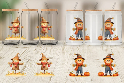 Glass Can Cozy Little Scarecrows Sublimation artnoy 