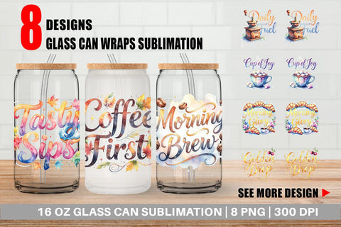 Glass Can Cozy Morning Coffee Quotes Sublimation artnoy 