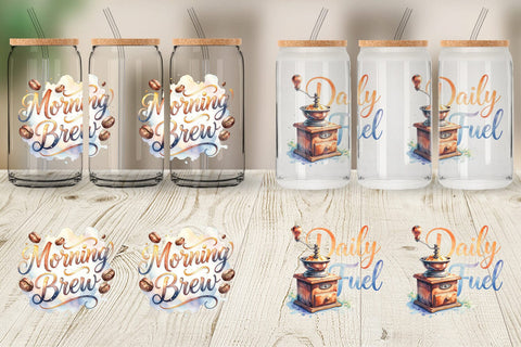 Glass Can Cozy Morning Coffee Quotes Sublimation artnoy 