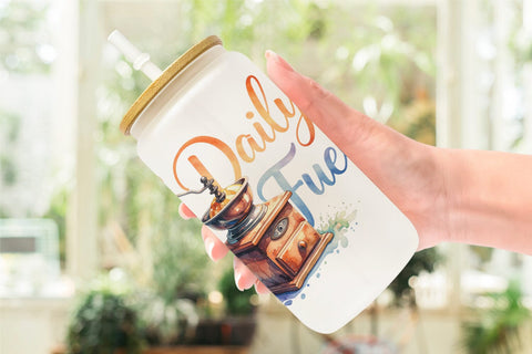 Glass Can Cozy Morning Coffee Quotes Sublimation artnoy 