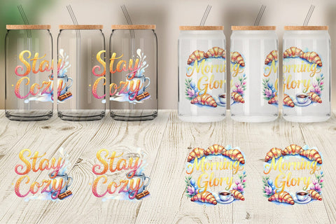 Glass Can Cozy Morning Coffee Quotes Sublimation artnoy 