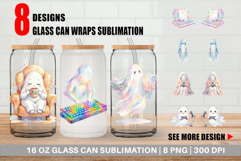 Glass Can Cozy PC Gamer Ghost Sublimation artnoy 