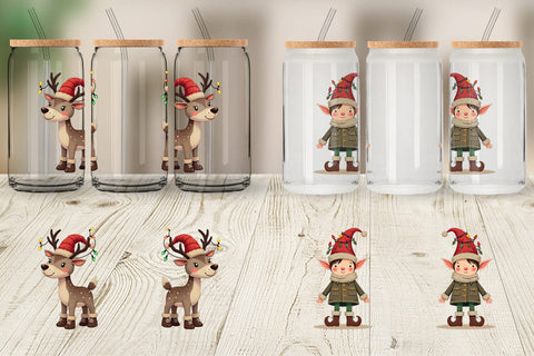 Glass Can Cozy Raggedy Christmas Sublimation artnoy 