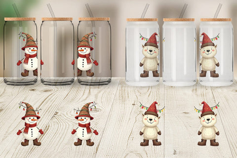 Glass Can Cozy Raggedy Christmas Sublimation artnoy 