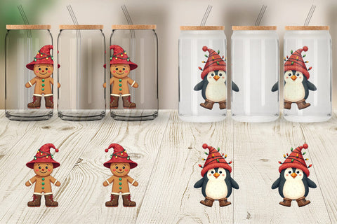 Glass Can Cozy Raggedy Christmas Sublimation artnoy 