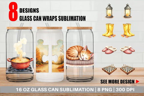 Glass Can Cozy Rainy Day Sublimation artnoy 