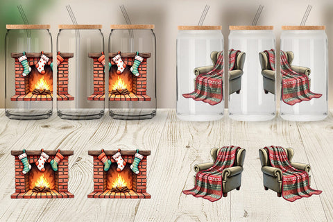 Glass Can Cozy Retro Christmas Sublimation artnoy 