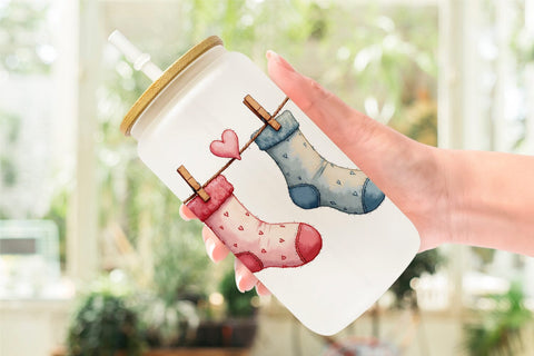 Glass Can Cozy Valentine Moments Watercolor Illustrations Sublimation artnoy 