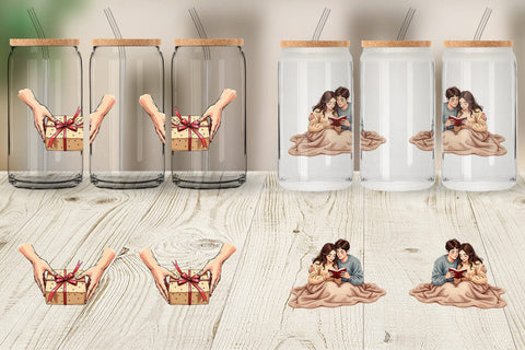 Glass Can Cozy Valentine Moments Watercolor Illustrations Sublimation artnoy 
