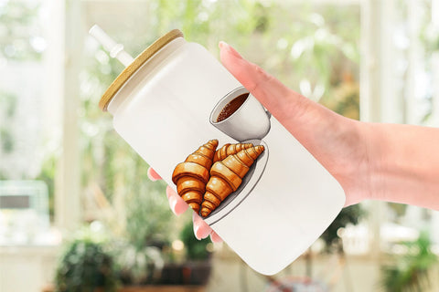 Glass Can Cozy Winter Cafe Watercolor Sublimation artnoy 