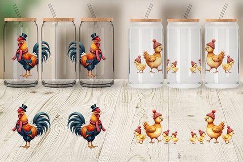 Glass Can Cozy Winter Farm Friends Watercolor Sublimation artnoy 