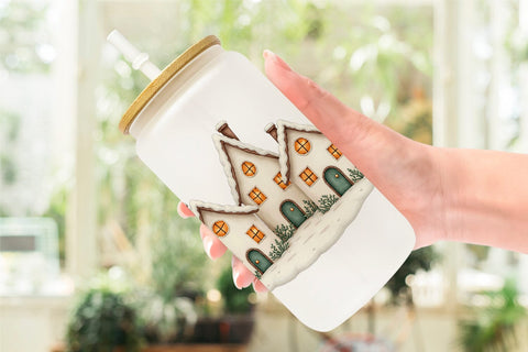 Glass Can Cozy Winter Home Decor Sublimation artnoy 