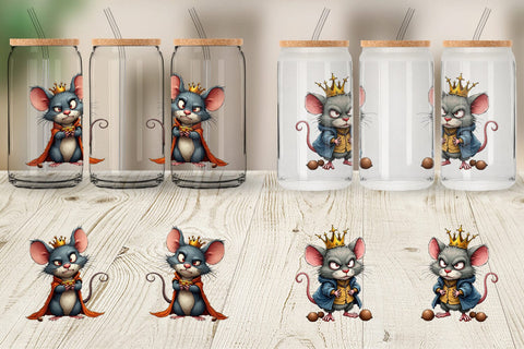 Glass Can Cranky Mouse King Mayhem Sublimation artnoy 